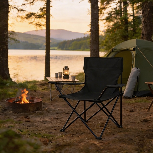 OHS Adults Foldable Camping Chair - Black