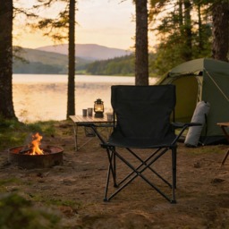 OHS Adults Foldable Camping Chair - Black - thumbnail 2