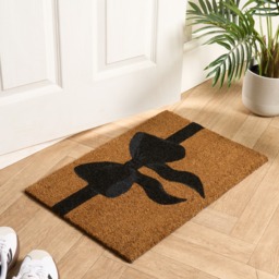 OHS Bow Print Coir Mat - Natural/Black - thumbnail 1