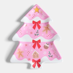 OHS 2 Pack Christmas Tree Serving Platters - Pink