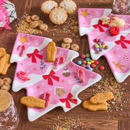 OHS 2 Pack Christmas Tree Serving Platters - Pink - thumbnail 2