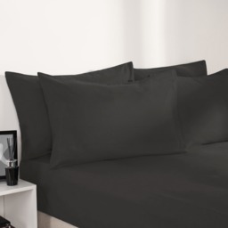 OHS Plain Dyed Fitted Sheet, Double - Charcoal - thumbnail 3