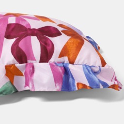 OHS Multi Bow Print Frill Edge Bolster Pillow - Multi - thumbnail 4
