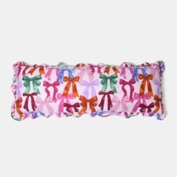 OHS Multi Bow Print Frill Edge Bolster Pillow - Multi - thumbnail 3