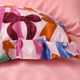 OHS Multi Bow Print Frill Edge Bolster Pillow - Multi - thumbnail 2