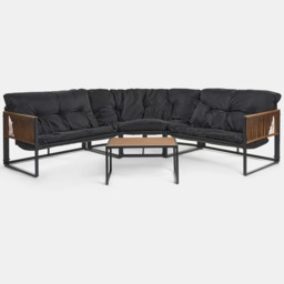OHS Santorini 5 Seater Corner Sofa Set - Black - thumbnail 4