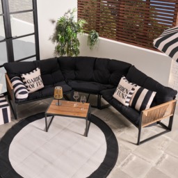 OHS Santorini 5 Seater Corner Sofa Set - Black - thumbnail 3