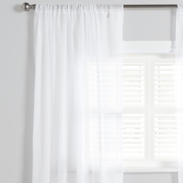 OHS Linen Look Slot Top Voile Curtains (Pair) - White - image 1