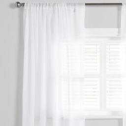 OHS Linen Look Slot Top Voile Curtains (Pair) - White