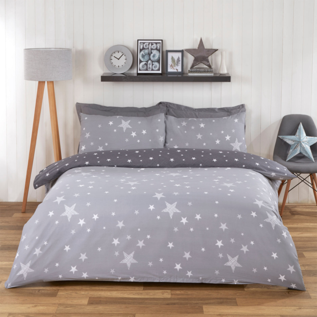 OHS Textured Stars Junior/Cot Duvet Set - Grey - image 1