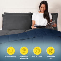 OHS Supersoft Weighted 4kg Blanket, Navy - 125 x 150cm - thumbnail 2