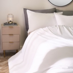 OHS Piped Edge Duvet Cover Set, White/Charcoal - Single - thumbnail 2