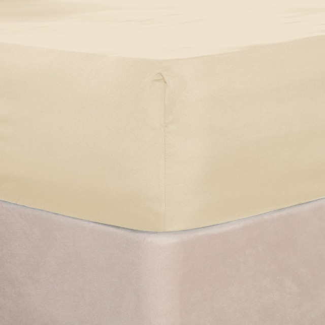 OHS Plain Dyed Fitted Sheet, Ivory - King - image 1