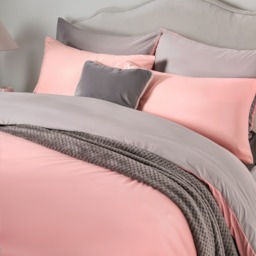 OHS Reversible Duvet Cover Set, Blush Pink Grey - King - thumbnail 3