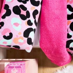 OHS Leopard Fleece Duvet Set, Lilac - Double - thumbnail 3