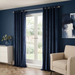OHS Thermal Velvet Eyelet Curtains, Navy - 66 x 72in