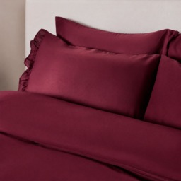 OHS Frill Edge Duvet Cover Set, Burgundy - King - thumbnail 2