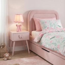 OHS Bow 1-Drawer Bedside Table - Light Pink