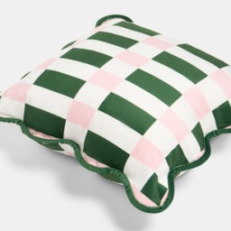 OHS 4 Pack Geometric Print Velvet Scallop Edge Cushion Covers - Green/Pink - thumbnail 5