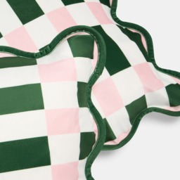 OHS 4 Pack Geometric Print Velvet Scallop Edge Cushion Covers - Green/Pink - thumbnail 4