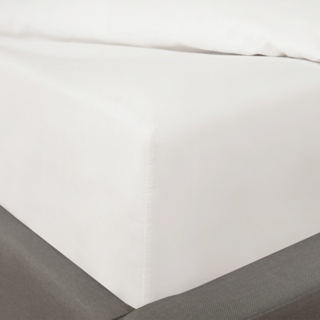 OHS Plain Cotton Deep Fitted Sheet, White - Super King - image 1