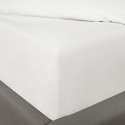 OHS Plain Cotton Deep Fitted Sheet, White - Super King