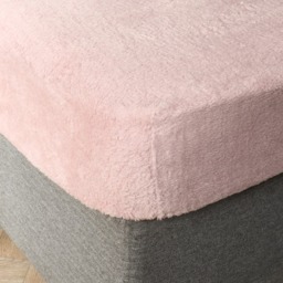 OHS Teddy Fleece Fitted Sheet, Blush Pink - Single - thumbnail 4