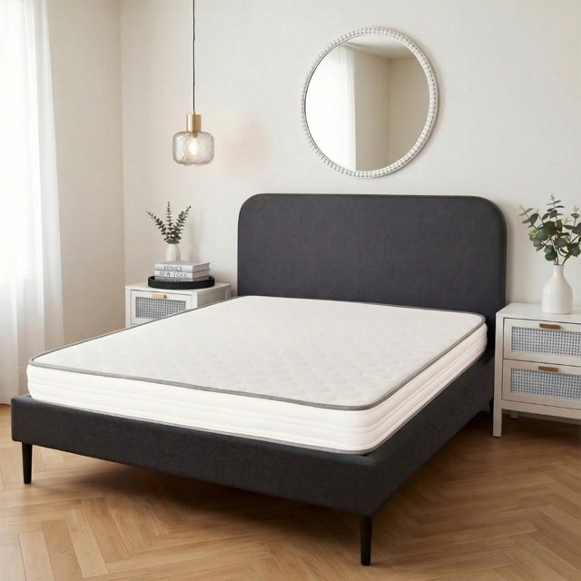 OHS Extra Comfort Memory Foam Spring Mattress, White/Grey Trim – Double - image 1