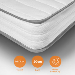 OHS Extra Comfort Memory Foam Spring Mattress, White/Grey Trim – Double - thumbnail 2