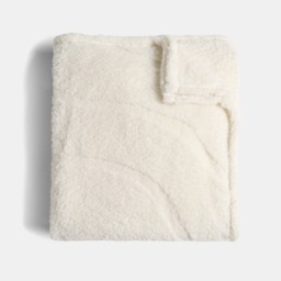 OHS Tufted Contour Teddy Fleece Throw, Ivory - 125 x 150cm - thumbnail 4