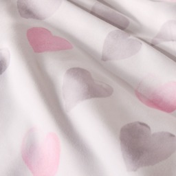 OHS Heart Print Reversible Watercolour Duvet Cover Set, Pink/Grey - Super King - thumbnail 5
