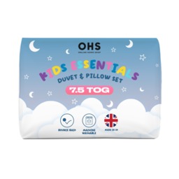 OHS Kids Bed Set 7.5 Tog Duvet & Pillow, Off White - Single