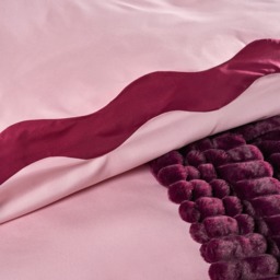 OHS Scallop Edge Duvet Cover Set, Blush/Burgundy - King - thumbnail 3