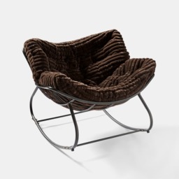 OHS Ribbed Faux Fur Rocking Chair - Chocolate - thumbnail 2