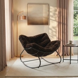 OHS Ribbed Faux Fur Rocking Chair - Chocolate - thumbnail 1