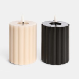 OHS LED Ribbed Candles, Black/Cream - 2 Pack - thumbnail 2