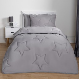 OHS Coverless Star Quilted 7.5 Tog Duvet Set, Grey - Single