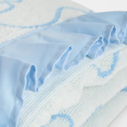 OHS 100% Cotton Frill Edge Tufted Bow Reversible Hand Towel, Blue/White - 1PC - thumbnail 3