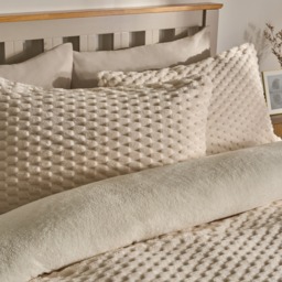 OHS Waffle Fleece Duvet Cover Set, Cream - King - thumbnail 2