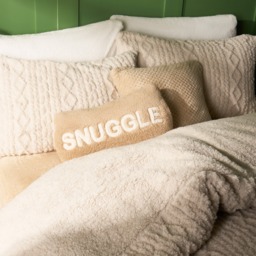 OHS Cable Knit Sherpa Fleece Duvet Cover Set, Natural - Double - thumbnail 2