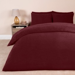 OHS Teddy Fleece Duvet Cover Set, Burgundy - Single