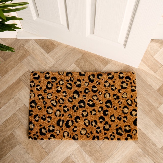OHS Leopard Print Coir Mat - Natural - image 1