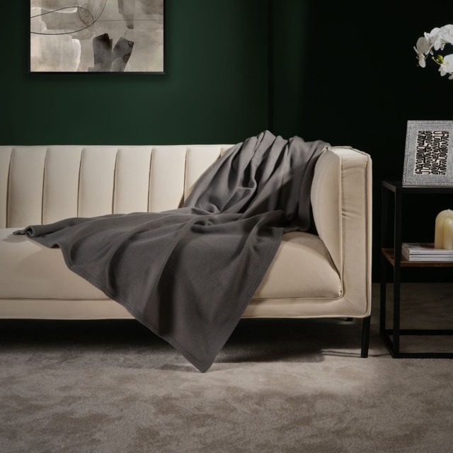 OHS Plain Fleece Throw, Charcoal - 200 x 240cm - image 1