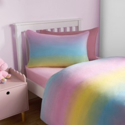 OHS Rainbow Ombre Fleece Duvet Set, Multi - Double - thumbnail 3