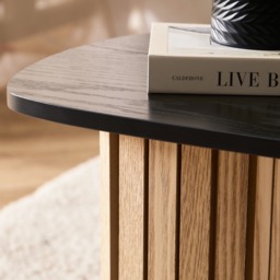 OHS Madison Ribbed Coffee Table - Light Wood/Black - thumbnail 2