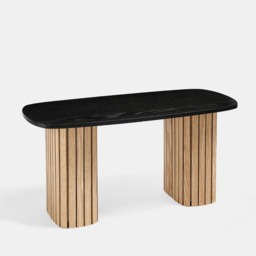 OHS Madison Ribbed Coffee Table - Light Wood/Black - thumbnail 3
