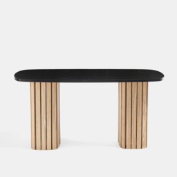 OHS Madison Ribbed Coffee Table - Light Wood/Black - thumbnail 4