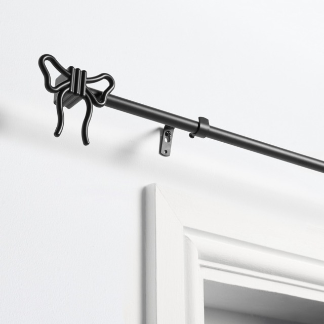 OHS 16mm Extendable Bow Curtain Pole, Black - 70-120cm - image 1