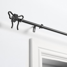 OHS 16mm Extendable Bow Curtain Pole, Black - 70-120cm