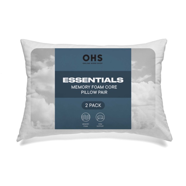 OHS 2 Pack Memory Foam Core Pillows - White - image 1